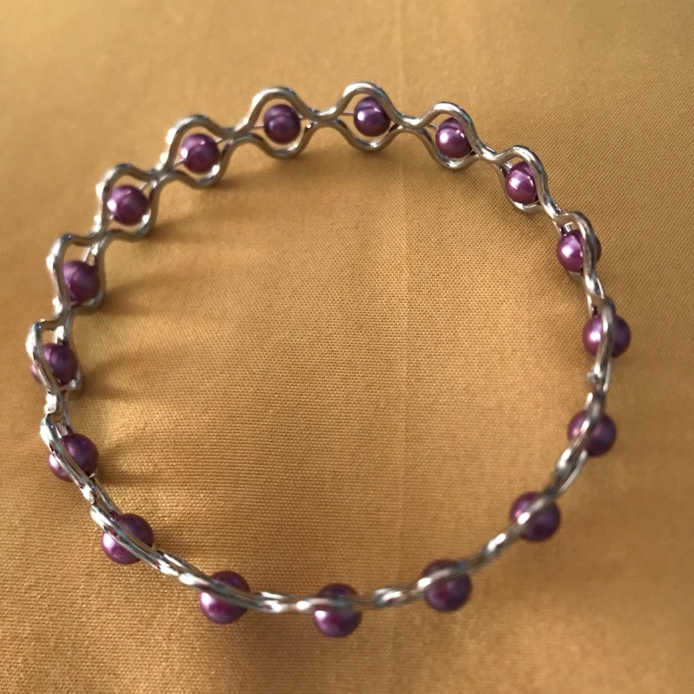 8” purple and silver bangle